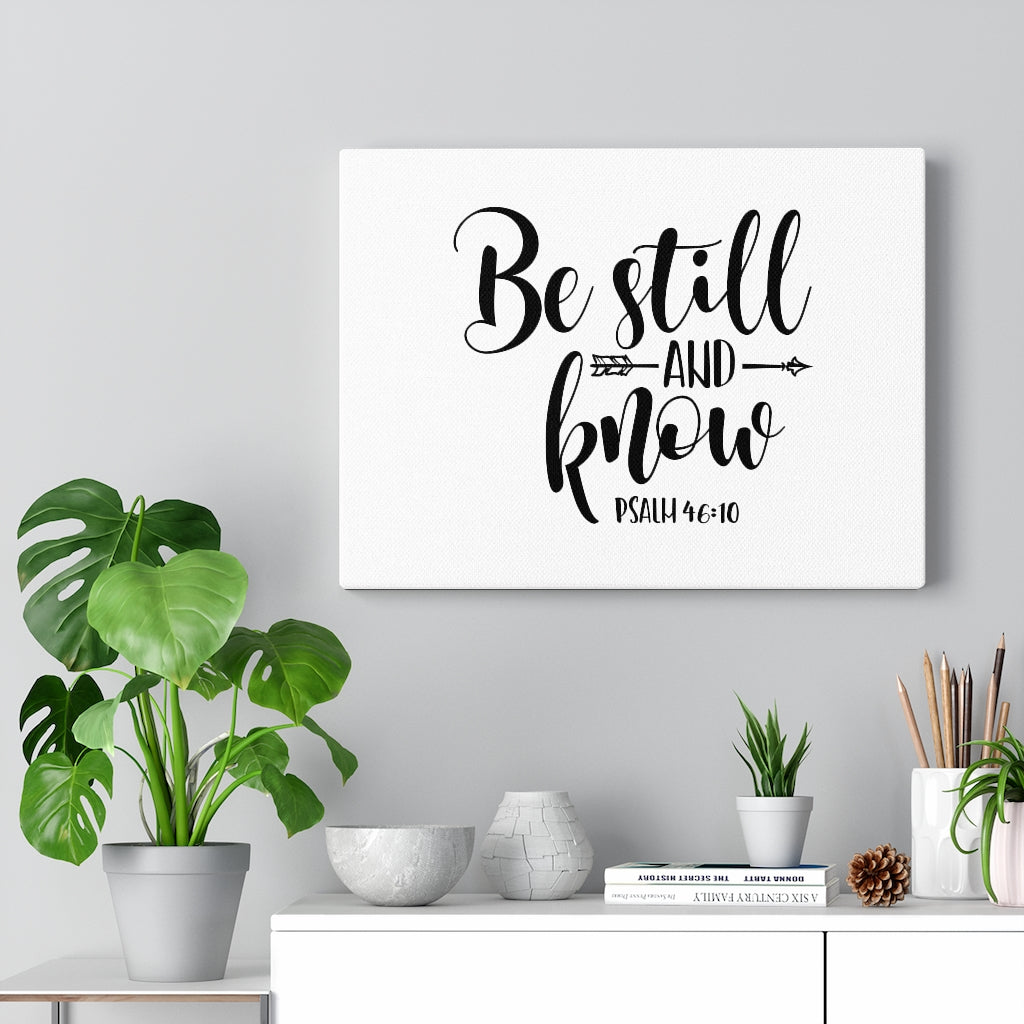 Scripture Walls Be Still Arrow Psalm 46:10 Bible Verse Canvas Christian Wall Art Ready to Hang Unframed-Express Your Love Gifts