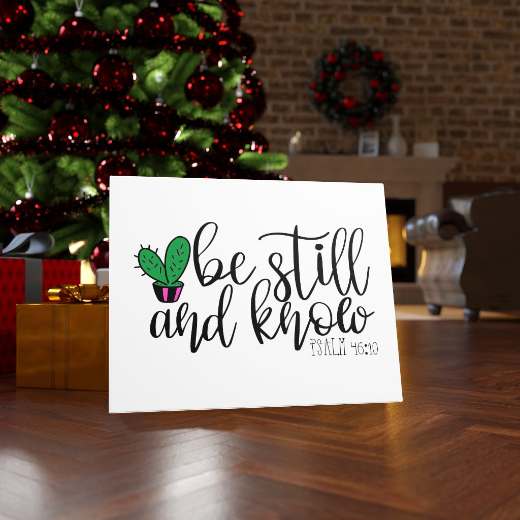 Scripture Walls Be Still Cactus Psalm 46:10 Bible Verse Canvas Christian Wall Art Ready to Hang Unframed-Express Your Love Gifts