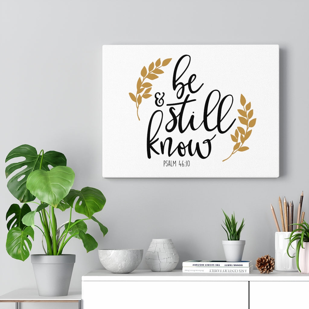 Scripture Walls Be Still Leaves Design 46:10 Bible Verse Canvas Christian Wall Art Ready to Hang Unframed-Express Your Love Gifts