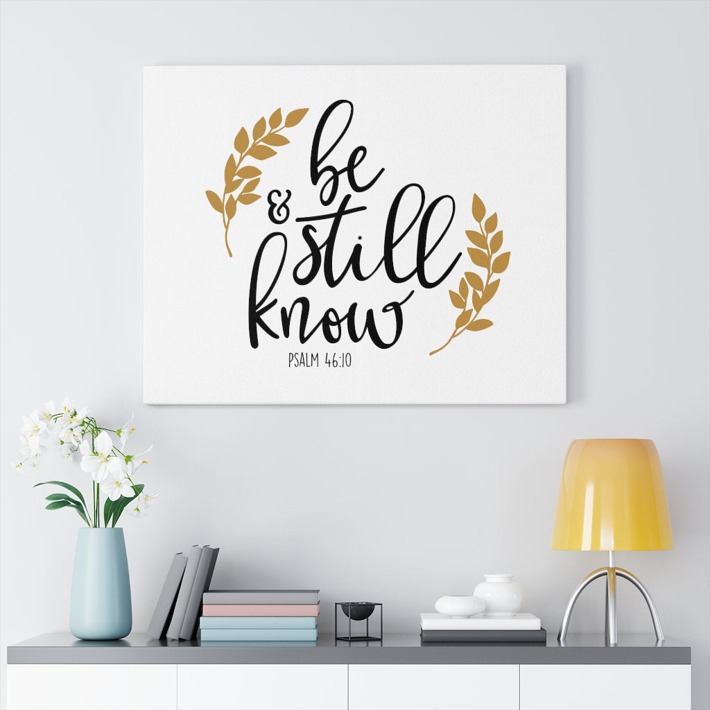 Scripture Walls Be Still Leaves Design 46:10 Bible Verse Canvas Christian Wall Art Ready to Hang Unframed-Express Your Love Gifts