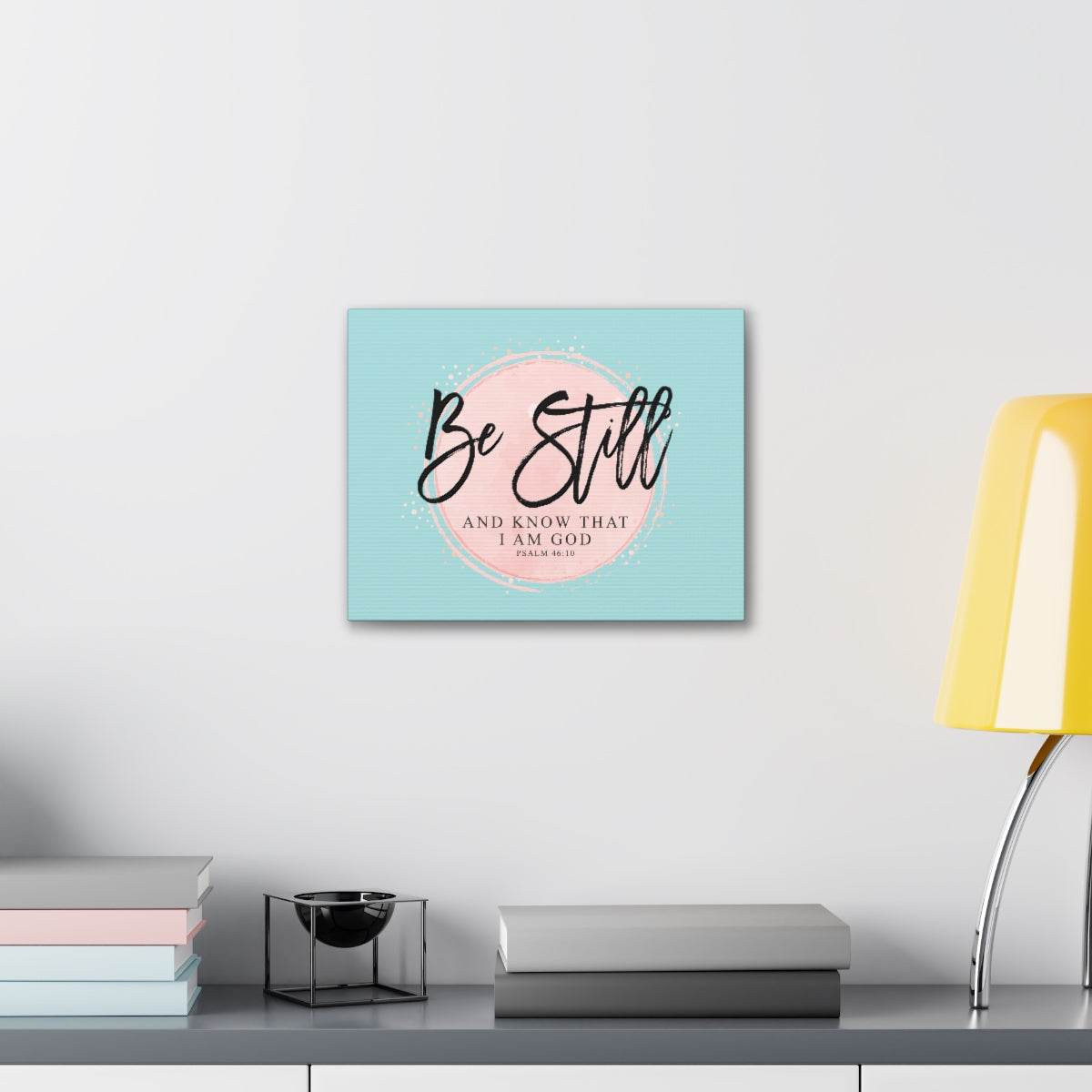 Scripture Walls Be Still Psalm 46:10 Pink Circle Bible Verse Canvas Christian Wall Art Ready to Hang Unframed-Express Your Love Gifts