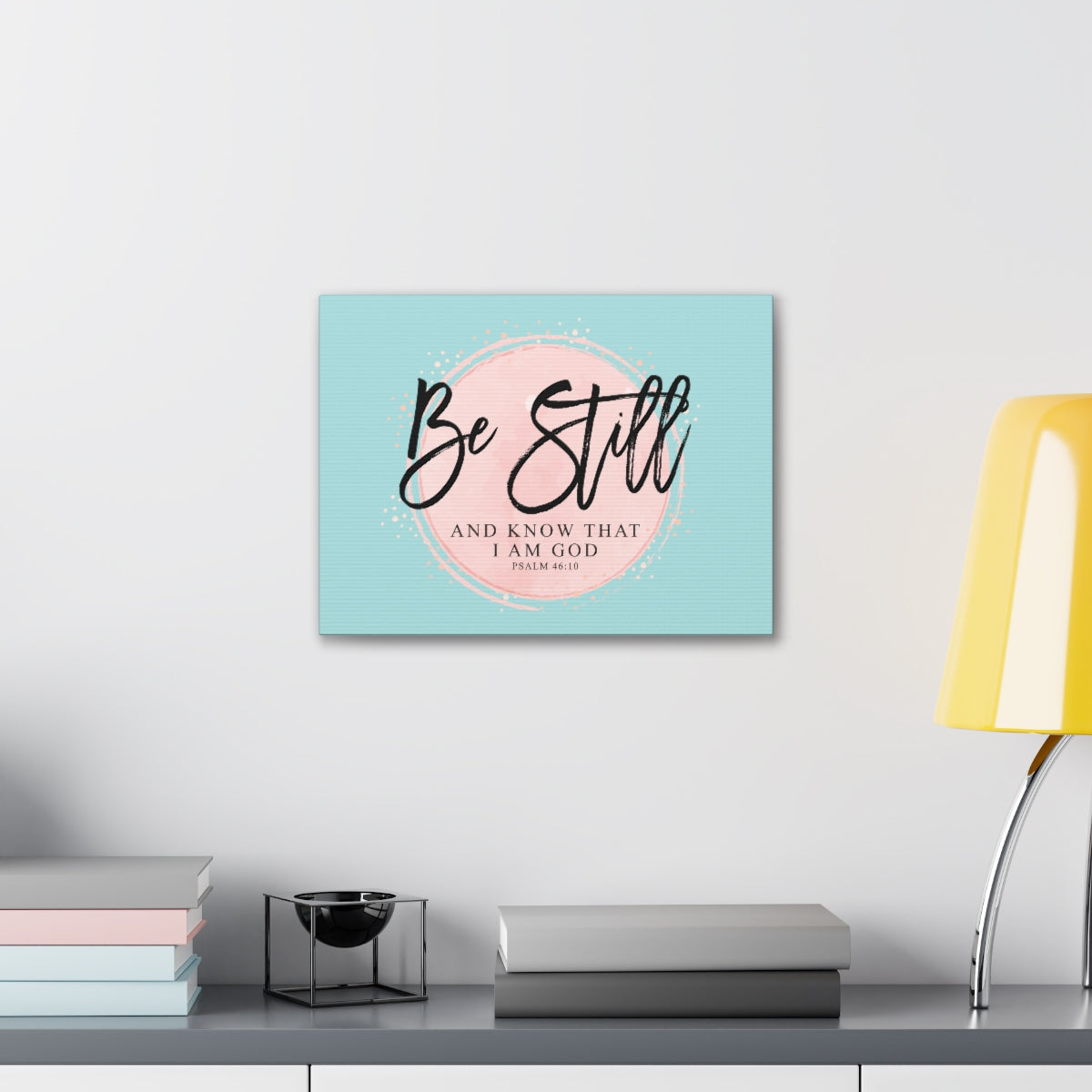 Scripture Walls Be Still Psalm 46:10 Pink Circle Bible Verse Canvas Christian Wall Art Ready to Hang Unframed-Express Your Love Gifts