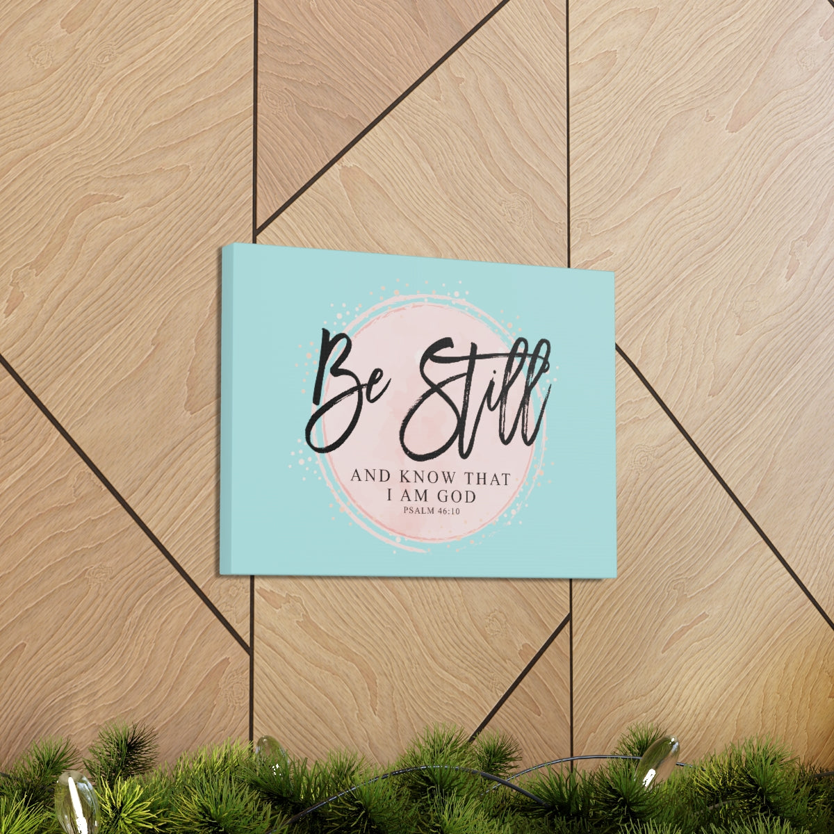 Scripture Walls Be Still Psalm 46:10 Pink Circle Bible Verse Canvas Christian Wall Art Ready to Hang Unframed-Express Your Love Gifts
