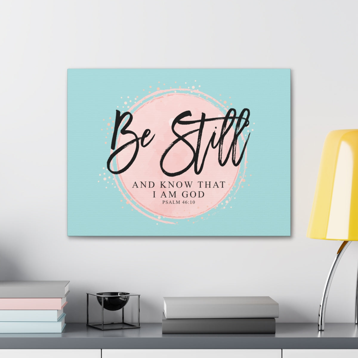 Scripture Walls Be Still Psalm 46:10 Pink Circle Bible Verse Canvas Christian Wall Art Ready to Hang Unframed-Express Your Love Gifts