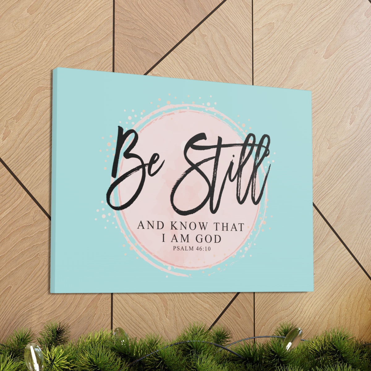 Scripture Walls Be Still Psalm 46:10 Pink Circle Bible Verse Canvas Christian Wall Art Ready to Hang Unframed-Express Your Love Gifts
