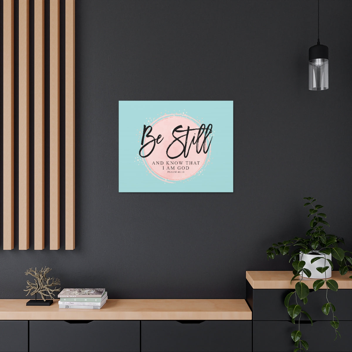 Scripture Walls Be Still Psalm 46:10 Pink Circle Bible Verse Canvas Christian Wall Art Ready to Hang Unframed-Express Your Love Gifts
