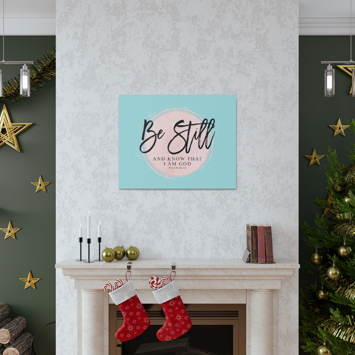 Scripture Walls Be Still Psalm 46:10 Pink Circle Bible Verse Canvas Christian Wall Art Ready to Hang Unframed-Express Your Love Gifts