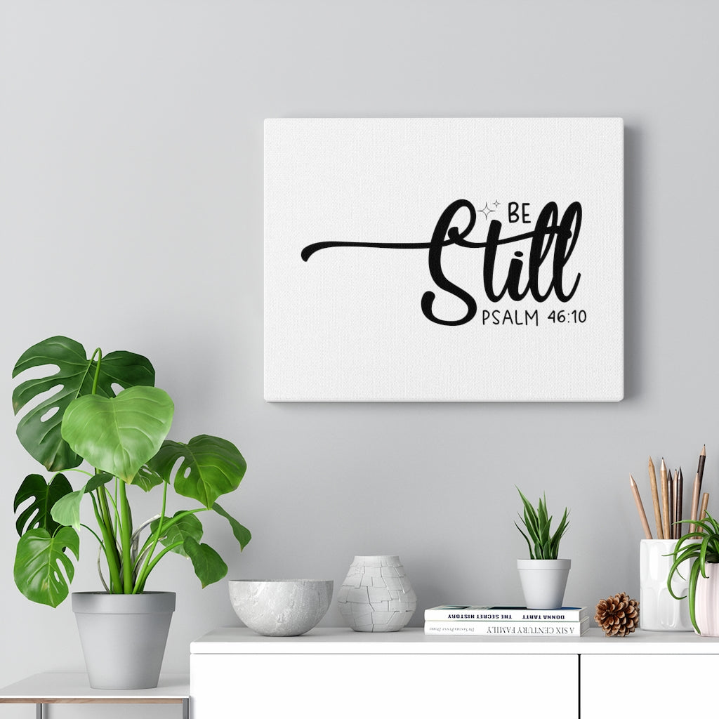 Scripture Walls Be Still Star Psalm 46:10 Bible Verse Canvas Christian Wall Art Ready to Hang Unframed-Express Your Love Gifts