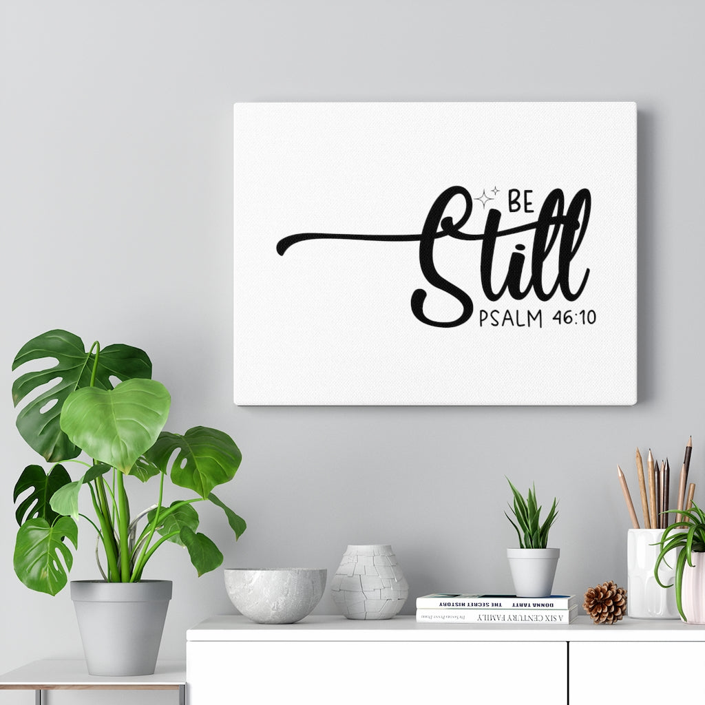 Scripture Walls Be Still Star Psalm 46:10 Bible Verse Canvas Christian Wall Art Ready to Hang Unframed-Express Your Love Gifts