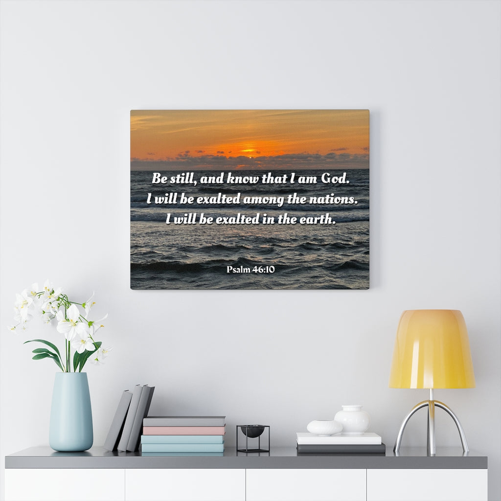 Scripture Walls Be Still Sunset Psalm 46:10 Bible Verse Canvas Christian Wall Art Ready to Hang Unframed-Express Your Love Gifts