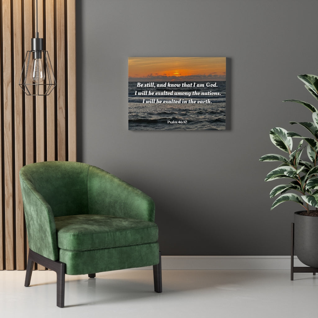 Scripture Walls Be Still Sunset Psalm 46:10 Bible Verse Canvas Christian Wall Art Ready to Hang Unframed-Express Your Love Gifts