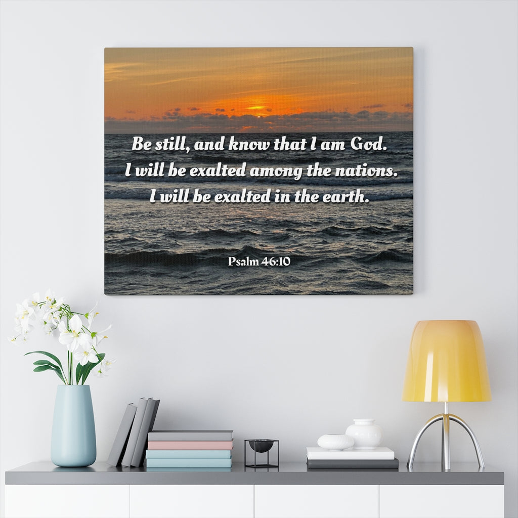 Scripture Walls Be Still Sunset Psalm 46:10 Bible Verse Canvas Christian Wall Art Ready to Hang Unframed-Express Your Love Gifts