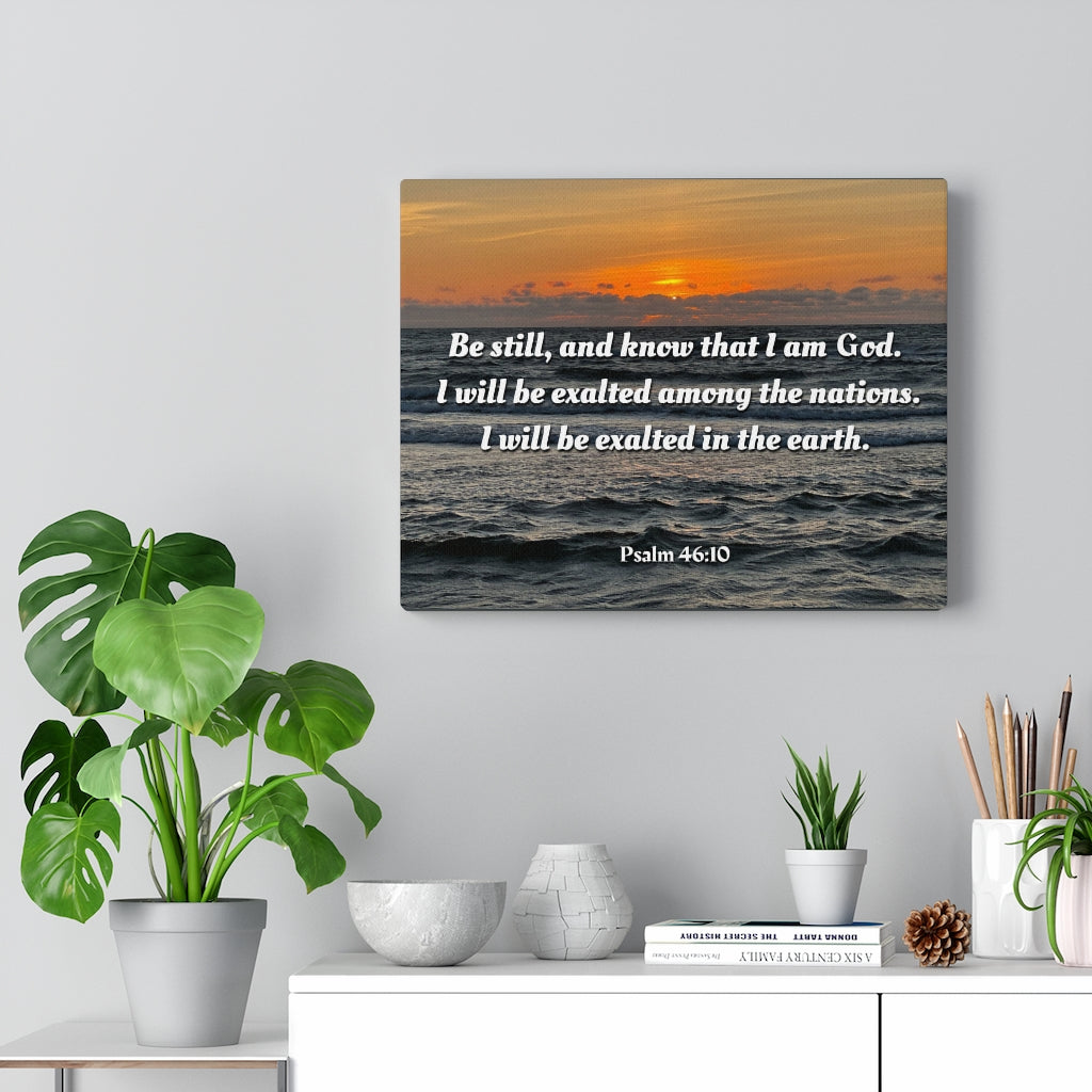 Scripture Walls Be Still Sunset Psalm 46:10 Bible Verse Canvas Christian Wall Art Ready to Hang Unframed-Express Your Love Gifts