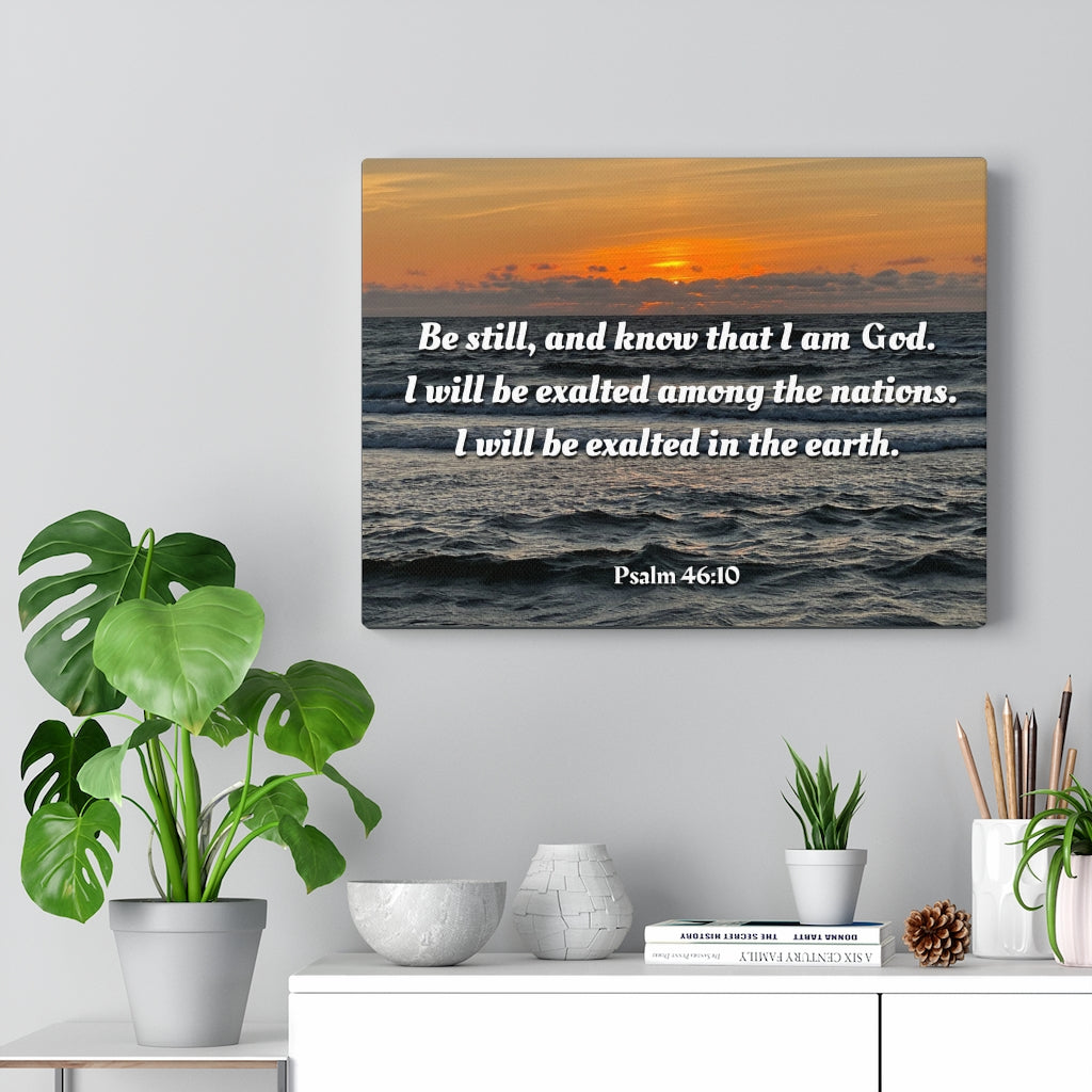 Scripture Walls Be Still Sunset Psalm 46:10 Bible Verse Canvas Christian Wall Art Ready to Hang Unframed-Express Your Love Gifts