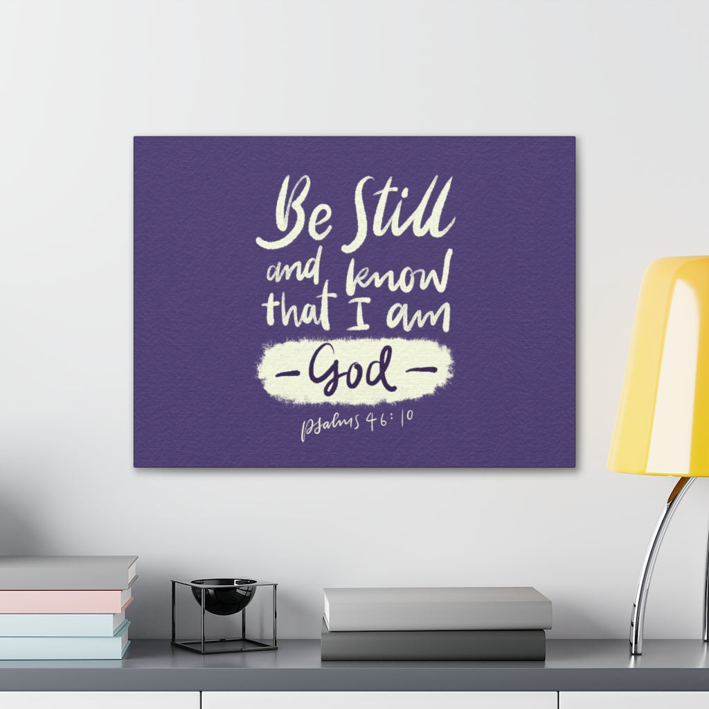 Scripture Walls Be Still Violet Psalm 46:10 Bible Verse Canvas Christian Wall Art Ready to Hang Unframed-Express Your Love Gifts