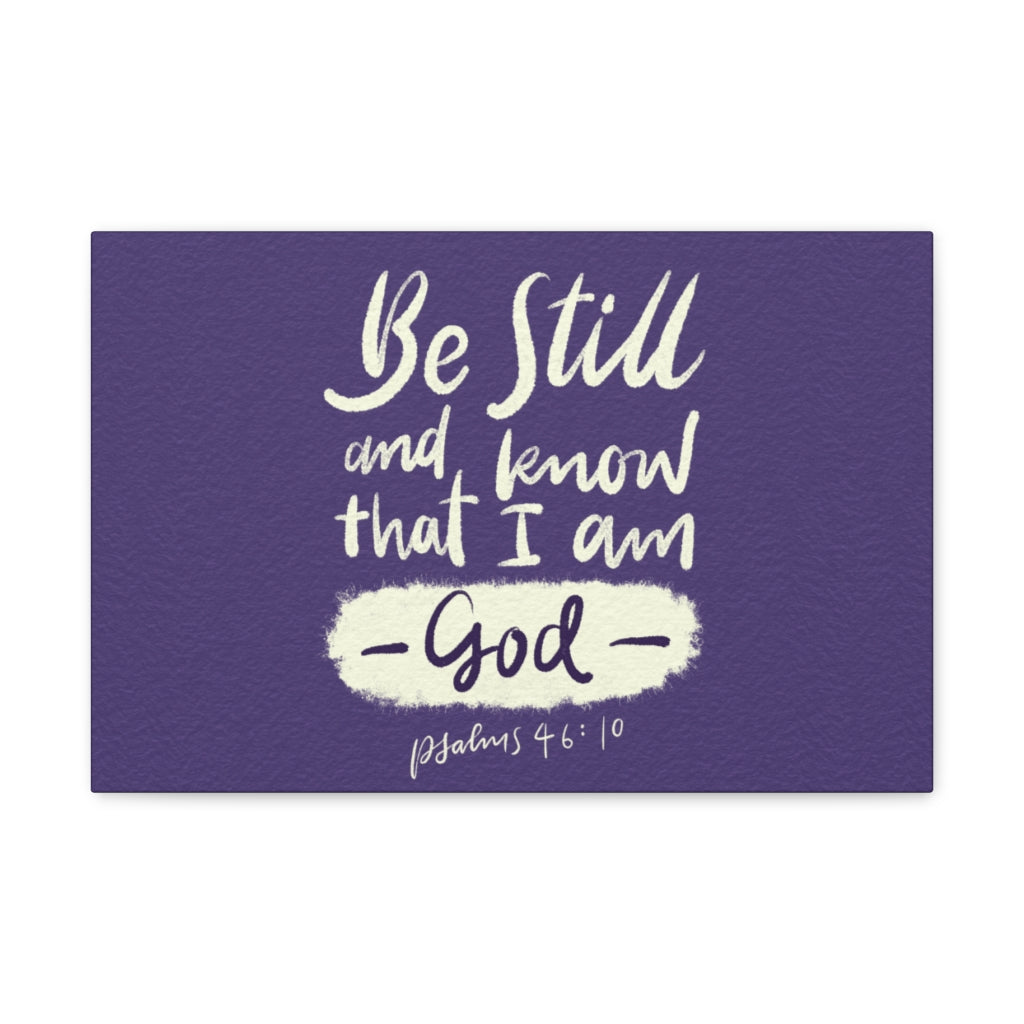 Scripture Walls Be Still Violet Psalm 46:10 Bible Verse Canvas Christian Wall Art Ready to Hang Unframed-Express Your Love Gifts