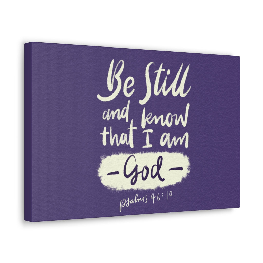 Scripture Walls Be Still Violet Psalm 46:10 Bible Verse Canvas Christian Wall Art Ready to Hang Unframed-Express Your Love Gifts