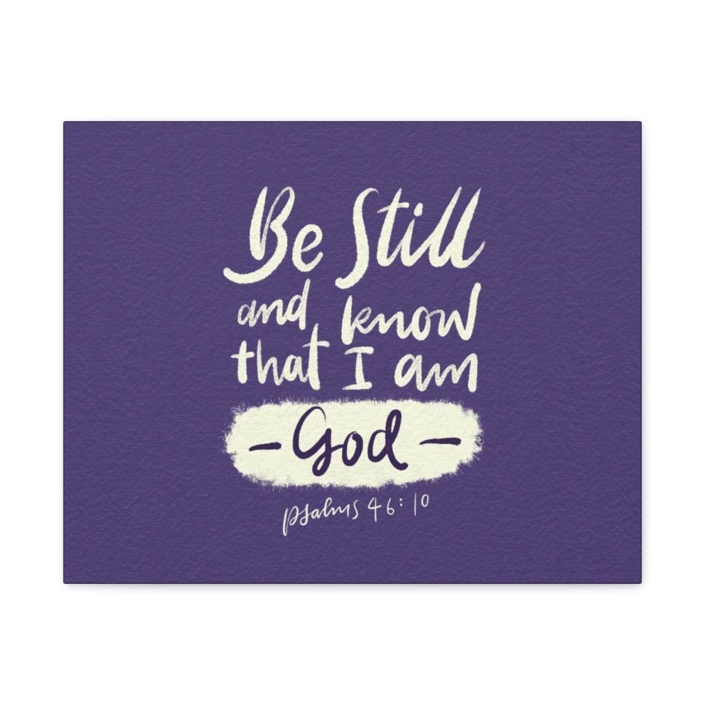 Scripture Walls Be Still Violet Psalm 46:10 Bible Verse Canvas Christian Wall Art Ready to Hang Unframed-Express Your Love Gifts