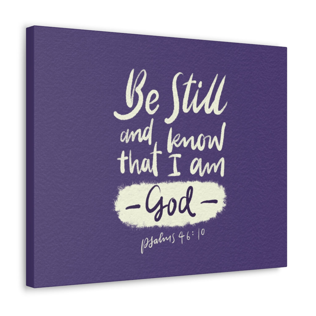 Scripture Walls Be Still Violet Psalm 46:10 Bible Verse Canvas Christian Wall Art Ready to Hang Unframed-Express Your Love Gifts