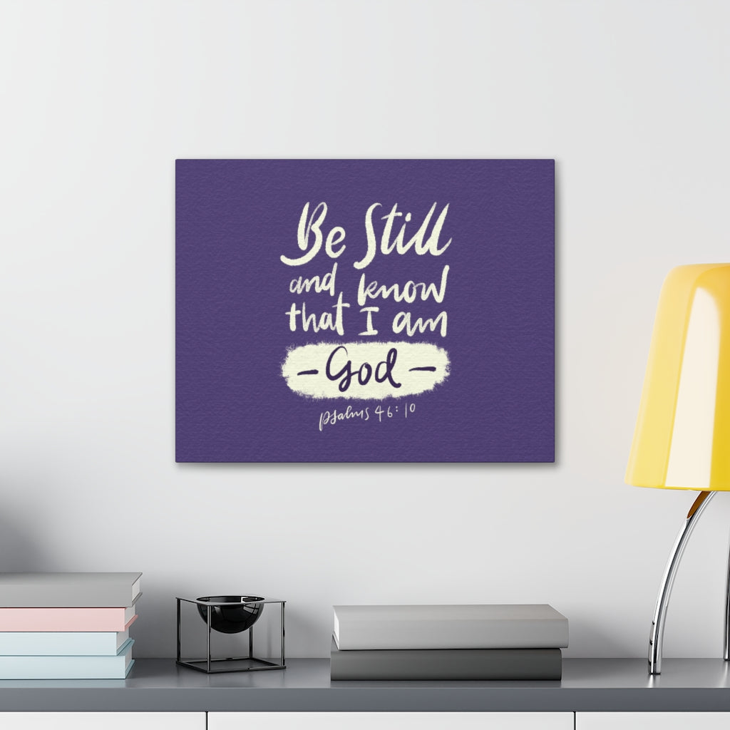 Scripture Walls Be Still Violet Psalm 46:10 Bible Verse Canvas Christian Wall Art Ready to Hang Unframed-Express Your Love Gifts