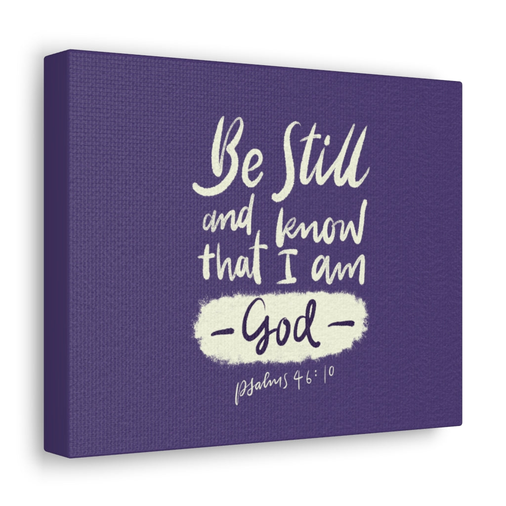 Scripture Walls Be Still Violet Psalm 46:10 Bible Verse Canvas Christian Wall Art Ready to Hang Unframed-Express Your Love Gifts