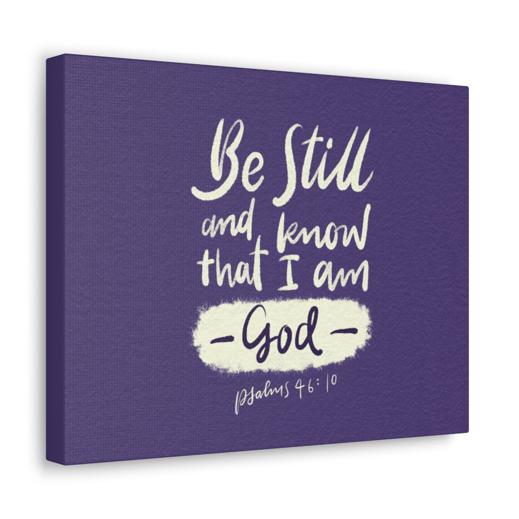 Scripture Walls Be Still Violet Psalm 46:10 Bible Verse Canvas Christian Wall Art Ready to Hang Unframed-Express Your Love Gifts