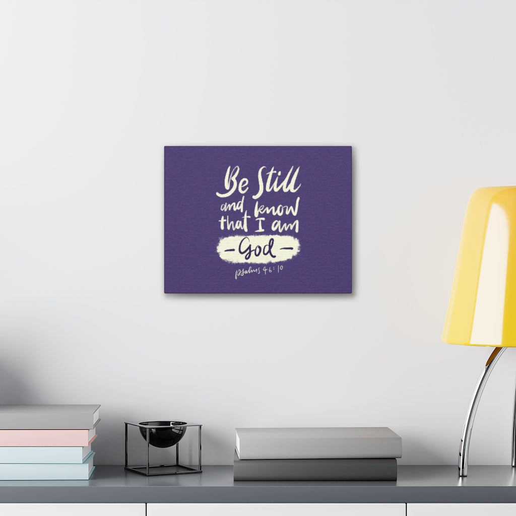 Scripture Walls Be Still Violet Psalm 46:10 Bible Verse Canvas Christian Wall Art Ready to Hang Unframed-Express Your Love Gifts