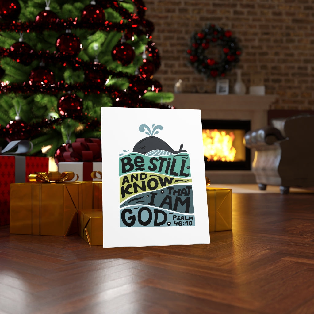 Scripture Walls Be Still Whale Psalm 46:10 Bible Verse Canvas Christian Wall Art Ready to Hang Unframed-Express Your Love Gifts