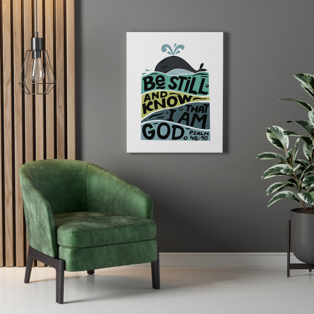 Scripture Walls Be Still Whale Psalm 46:10 Bible Verse Canvas Christian Wall Art Ready to Hang Unframed-Express Your Love Gifts