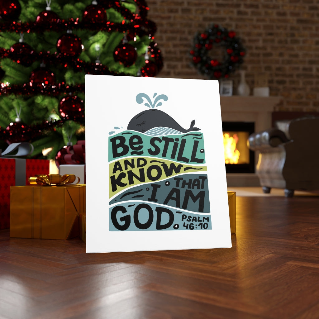 Scripture Walls Be Still Whale Psalm 46:10 Bible Verse Canvas Christian Wall Art Ready to Hang Unframed-Express Your Love Gifts