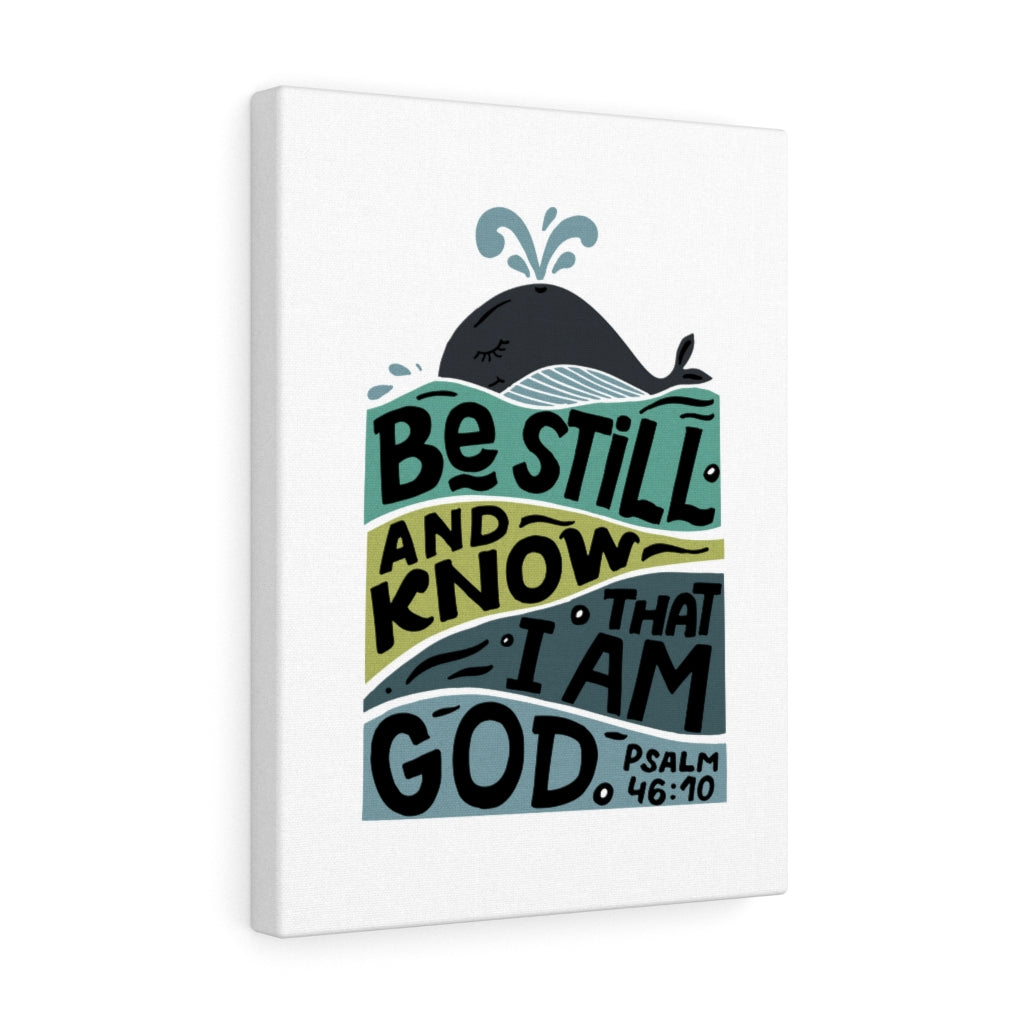 Scripture Walls Be Still Whale Psalm 46:10 Bible Verse Canvas Christian Wall Art Ready to Hang Unframed-Express Your Love Gifts