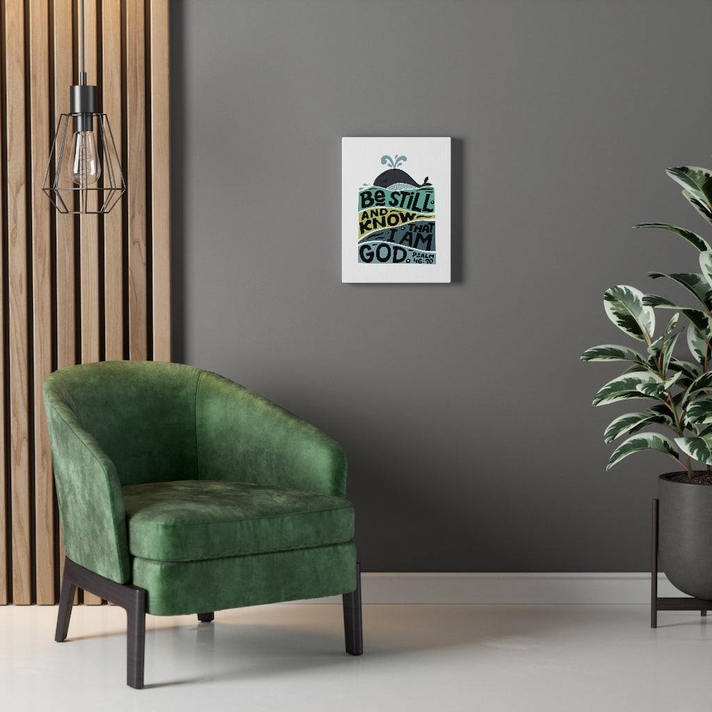 Scripture Walls Be Still Whale Psalm 46:10 Bible Verse Canvas Christian Wall Art Ready to Hang Unframed-Express Your Love Gifts