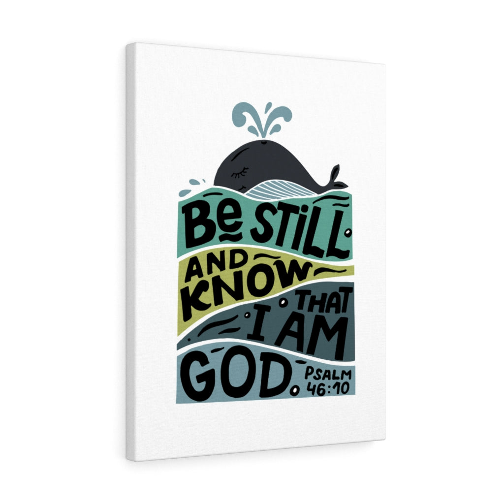 Scripture Walls Be Still Whale Psalm 46:10 Bible Verse Canvas Christian Wall Art Ready to Hang Unframed-Express Your Love Gifts