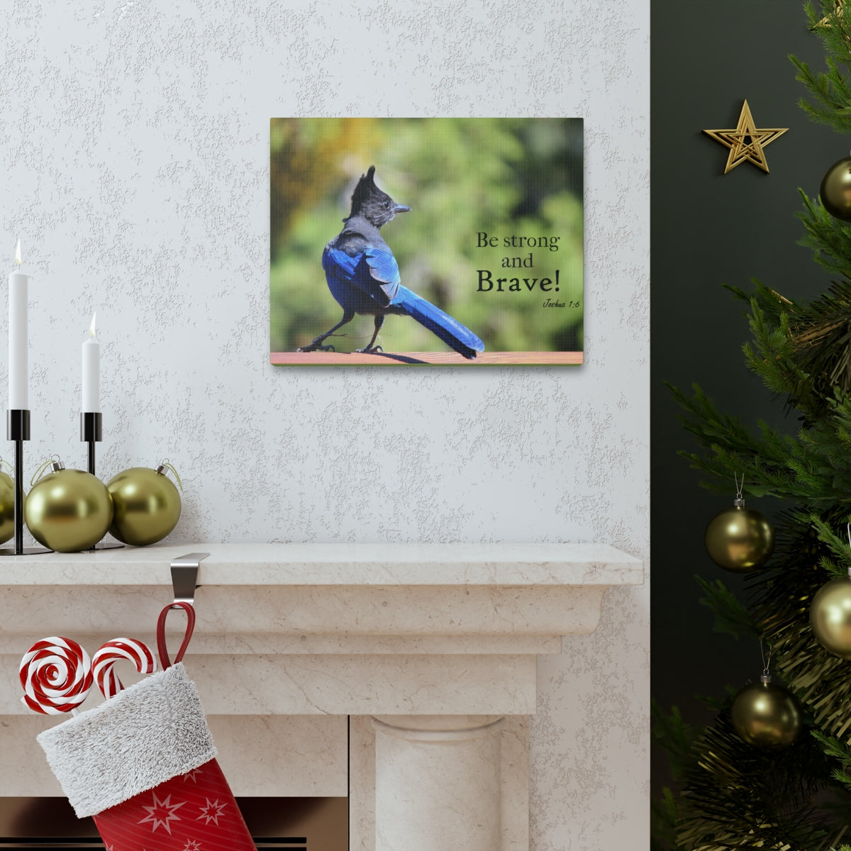 Scripture Walls Be Strong And Brave Joshua 1:6 Bible Verse Canvas Christian Wall Art Bible Verse Print Ready To Hang Unframed-Express Your Love Gifts