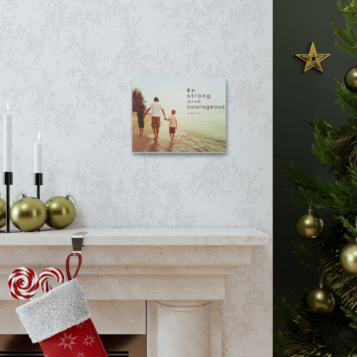 Scripture Walls Be Strong And Courageous Joshua 1:9 Bible Verse Canvas Christian Wall Art Bible Verse Print Ready To Hang Unframed-Express Your Love Gifts