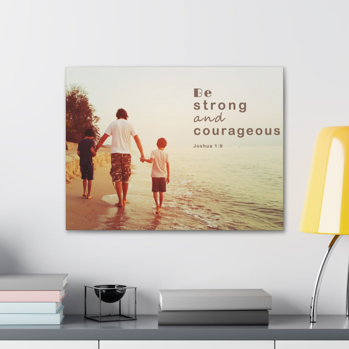 Scripture Walls Be Strong And Courageous Joshua 1:9 Bible Verse Canvas Christian Wall Art Bible Verse Print Ready To Hang Unframed-Express Your Love Gifts