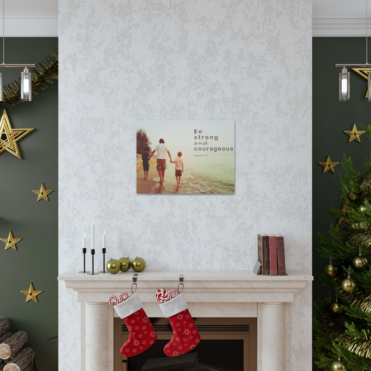 Scripture Walls Be Strong And Courageous Joshua 1:9 Bible Verse Canvas Christian Wall Art Bible Verse Print Ready To Hang Unframed-Express Your Love Gifts