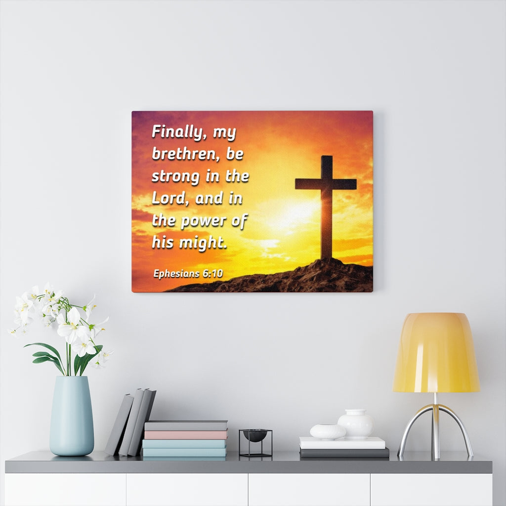 Scripture Walls Be Strong Ephesians 6:10 Yellow Bible Verse Canvas Christian Wall Art Ready to Hang Unframed-Express Your Love Gifts