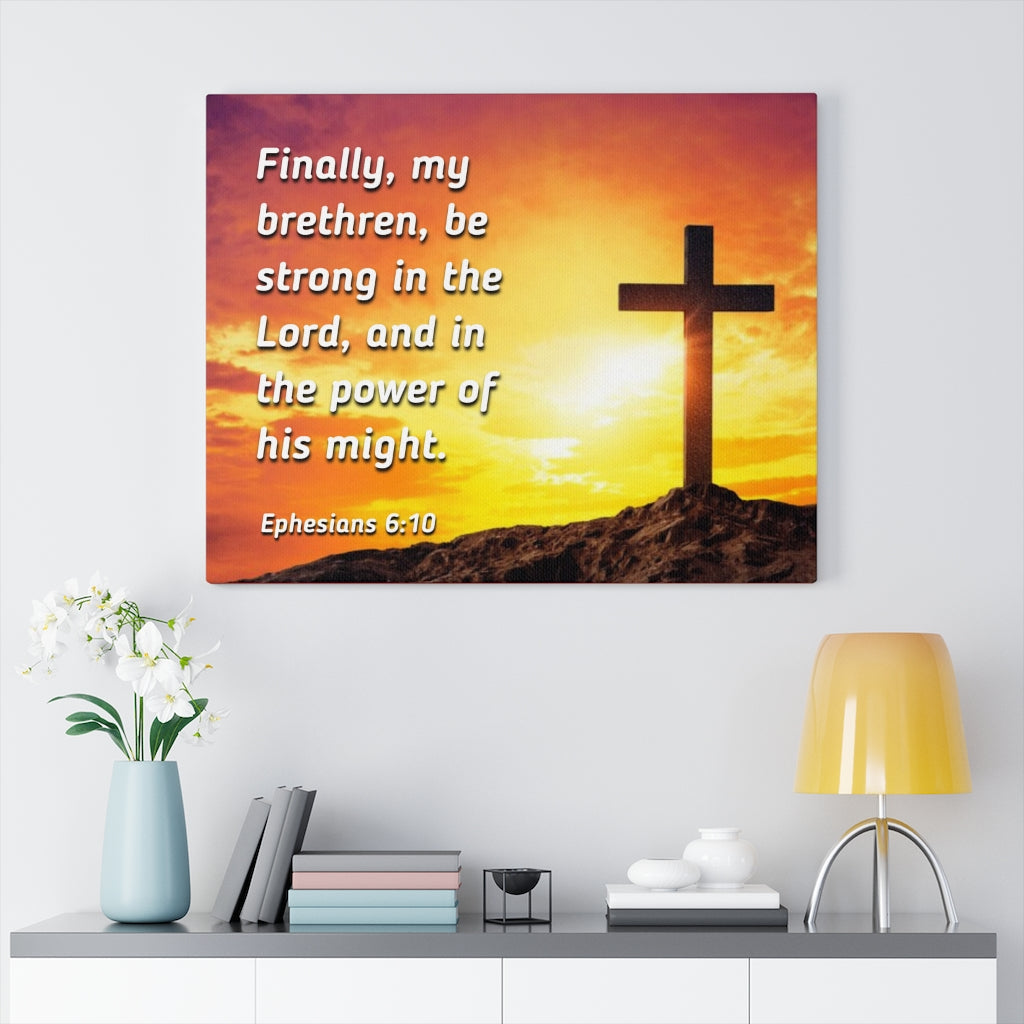 Scripture Walls Be Strong Ephesians 6:10 Yellow Bible Verse Canvas Christian Wall Art Ready to Hang Unframed-Express Your Love Gifts