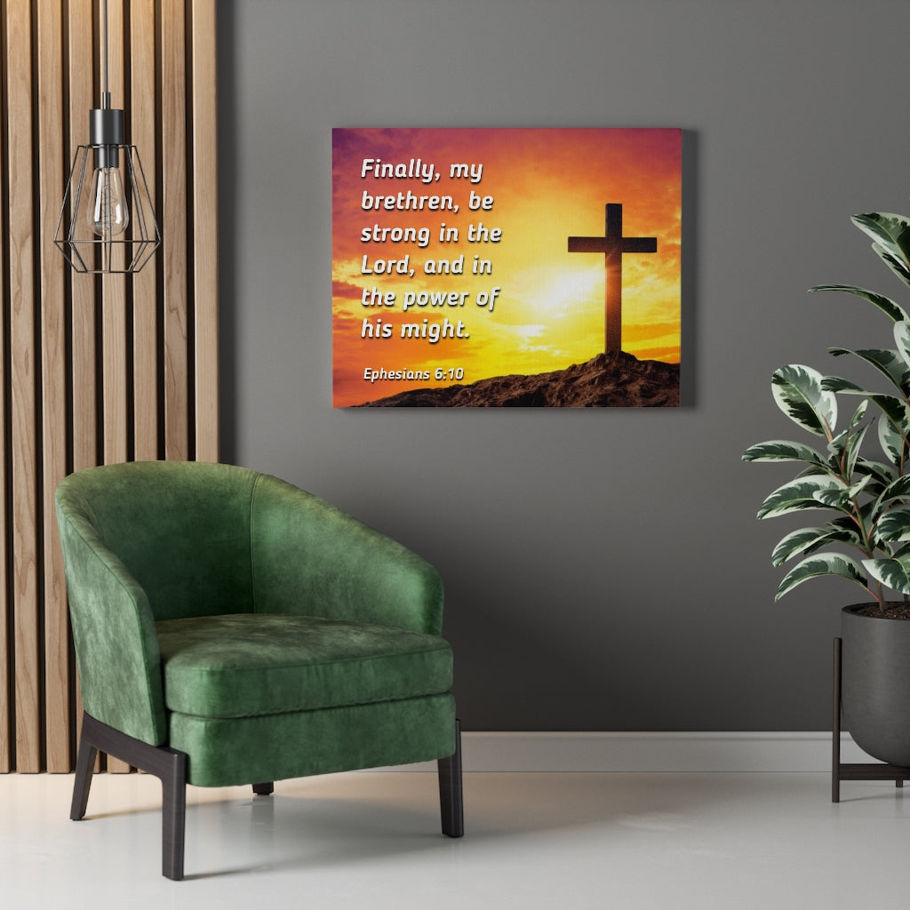 Scripture Walls Be Strong Ephesians 6:10 Yellow Bible Verse Canvas Christian Wall Art Ready to Hang Unframed-Express Your Love Gifts