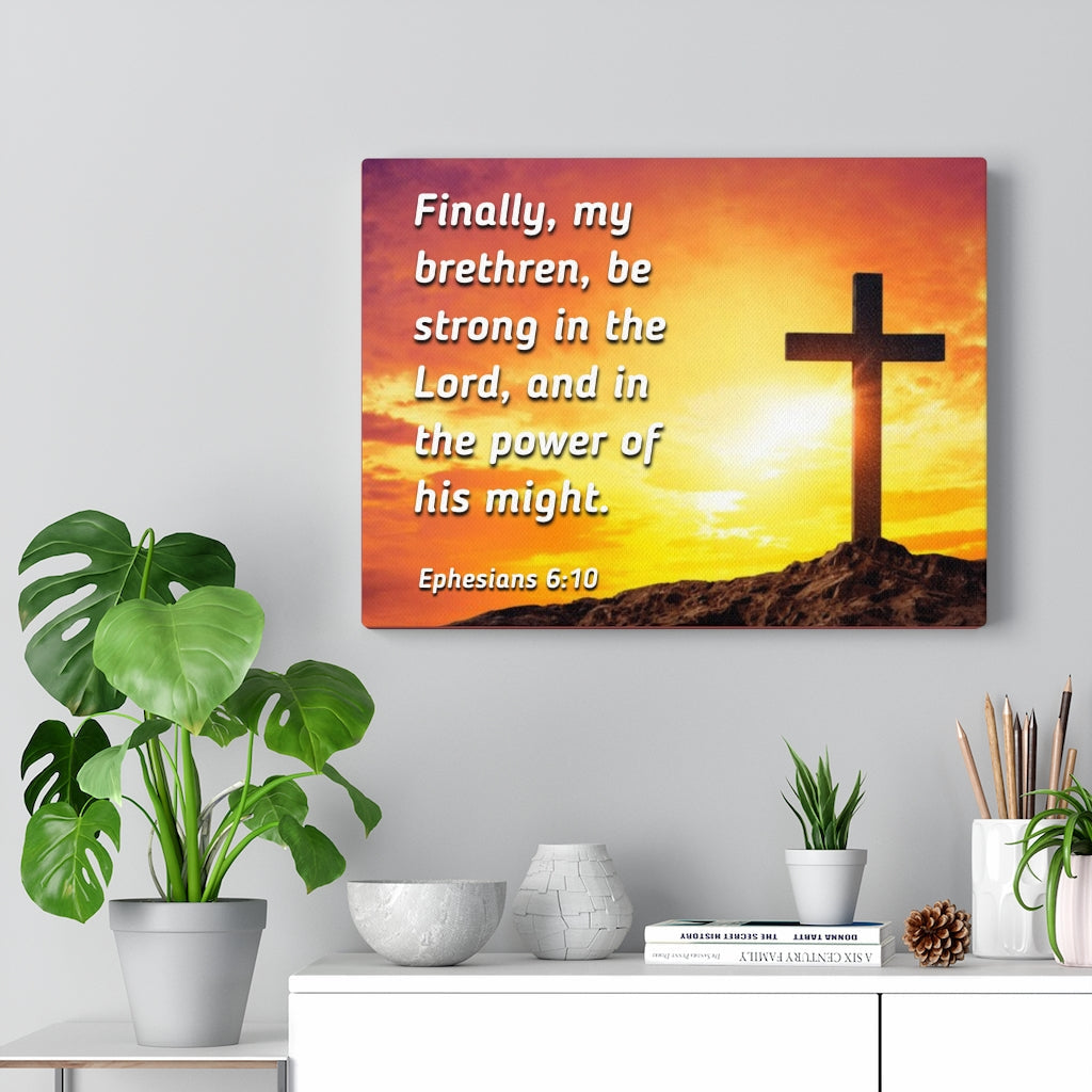 Scripture Walls Be Strong Ephesians 6:10 Yellow Bible Verse Canvas Christian Wall Art Ready to Hang Unframed-Express Your Love Gifts
