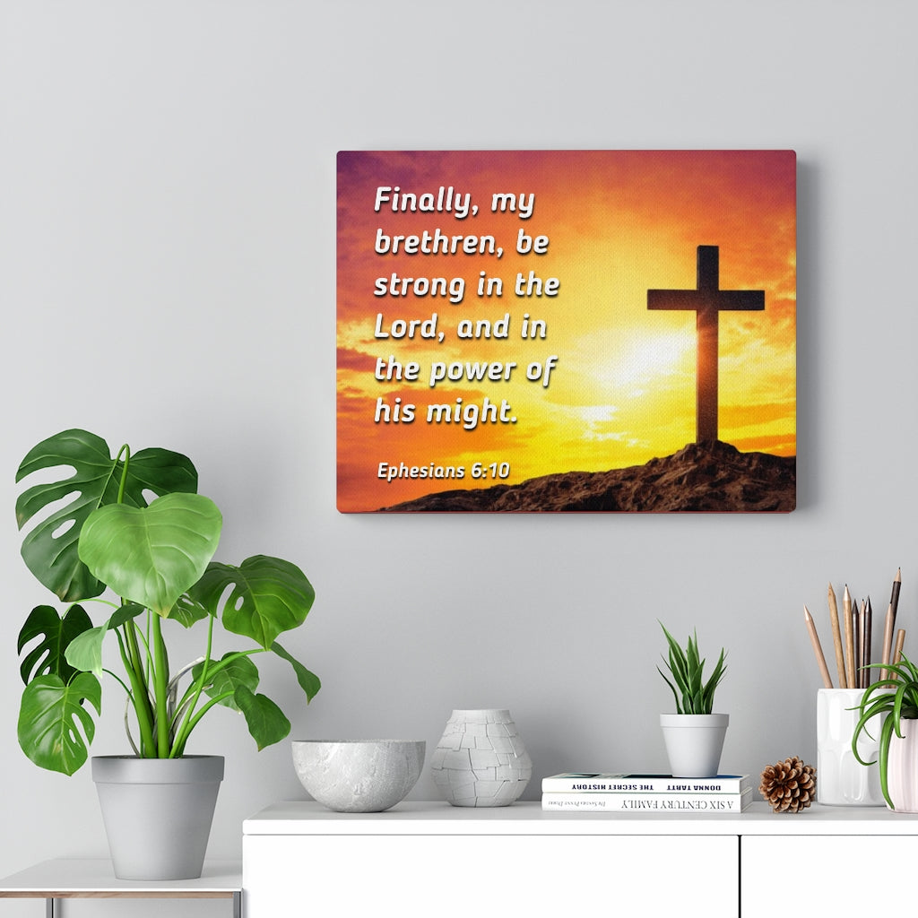 Scripture Walls Be Strong Ephesians 6:10 Yellow Bible Verse Canvas Christian Wall Art Ready to Hang Unframed-Express Your Love Gifts