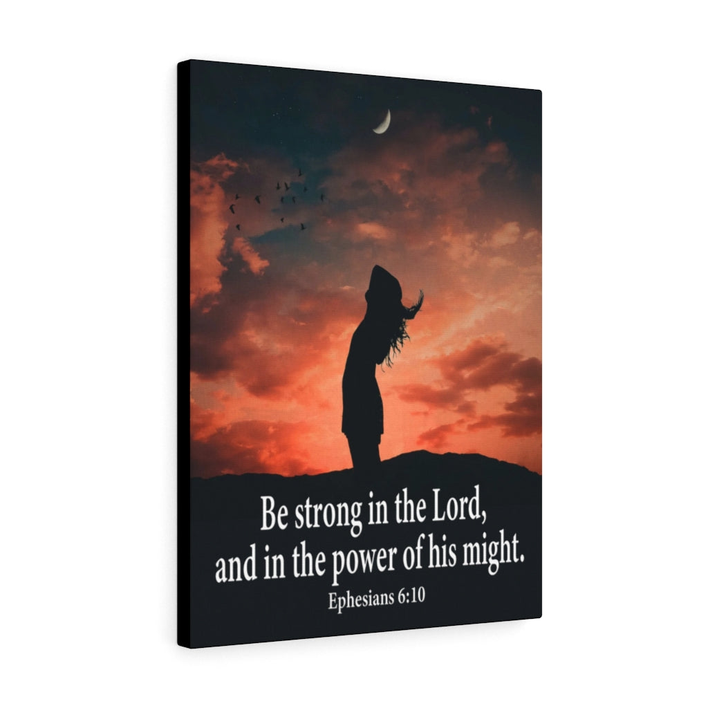 Scripture Walls Be Strong in the Lord Ephesians 6:10 Orange Bible Verse Canvas Christian Wall Art Ready to Hang Unframed-Express Your Love Gifts