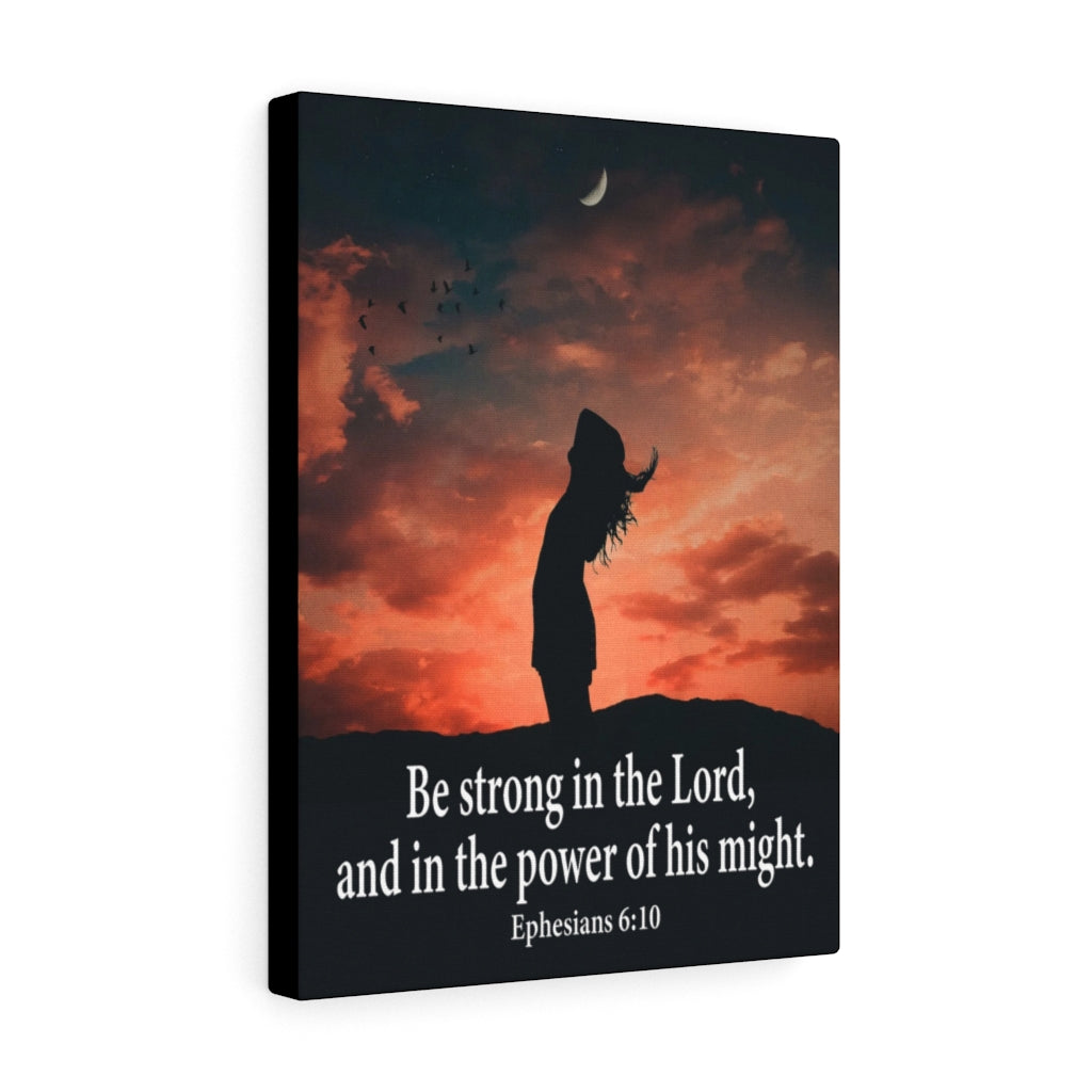 Scripture Walls Be Strong in the Lord Ephesians 6:10 Orange Bible Verse Canvas Christian Wall Art Ready to Hang Unframed-Express Your Love Gifts