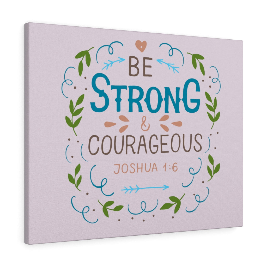 Scripture Walls Be Strong Pink Joshua 1:6 Bible Verse Canvas Christian Wall Art Ready to Hang Unframed-Express Your Love Gifts