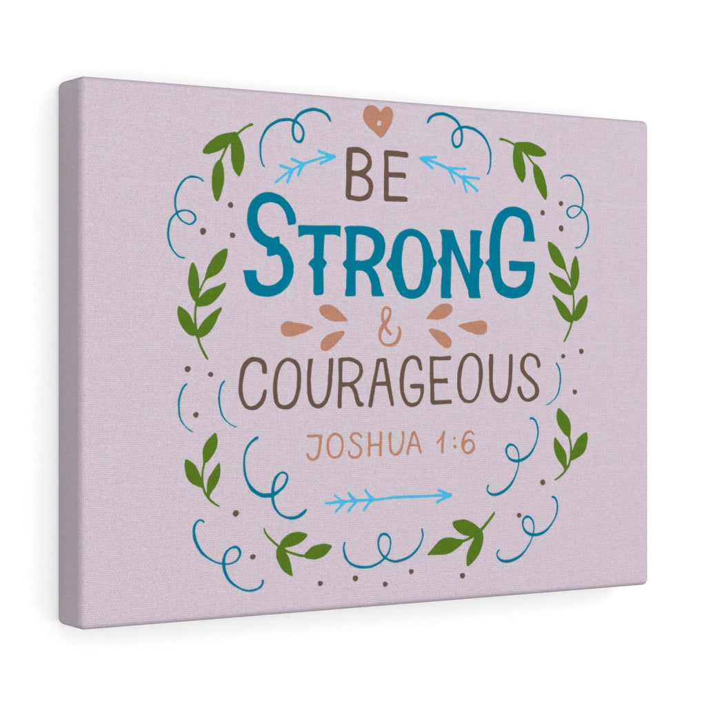 Scripture Walls Be Strong Pink Joshua 1:6 Bible Verse Canvas Christian Wall Art Ready to Hang Unframed-Express Your Love Gifts