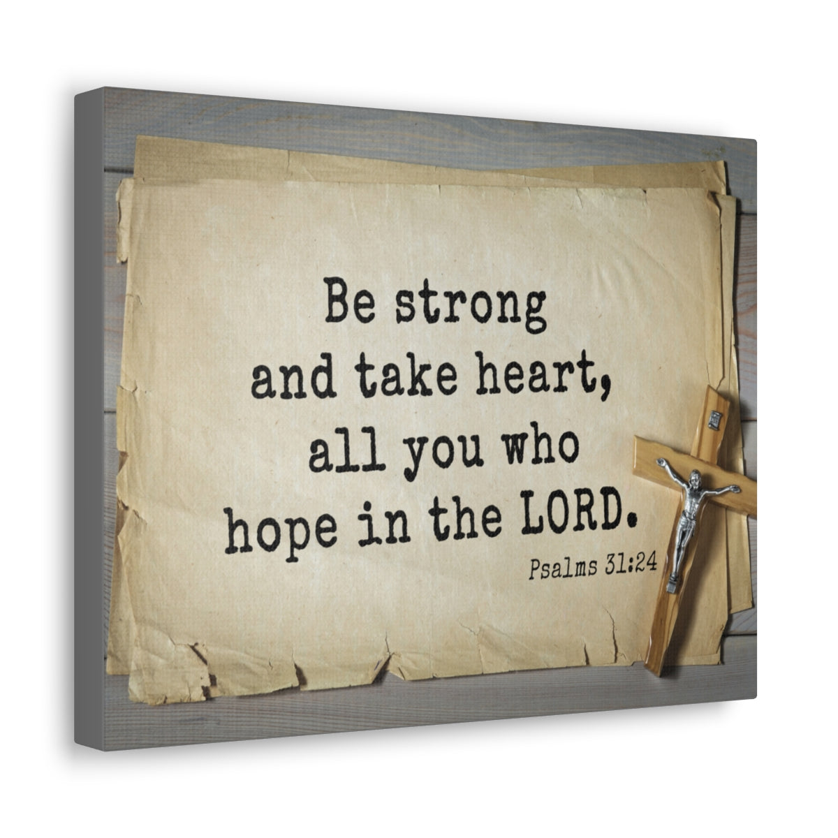 Scripture Walls Be Strong Psalms 31:24 Bible Verse Canvas Christian Wall Art Ready to Hang Unframed-Express Your Love Gifts