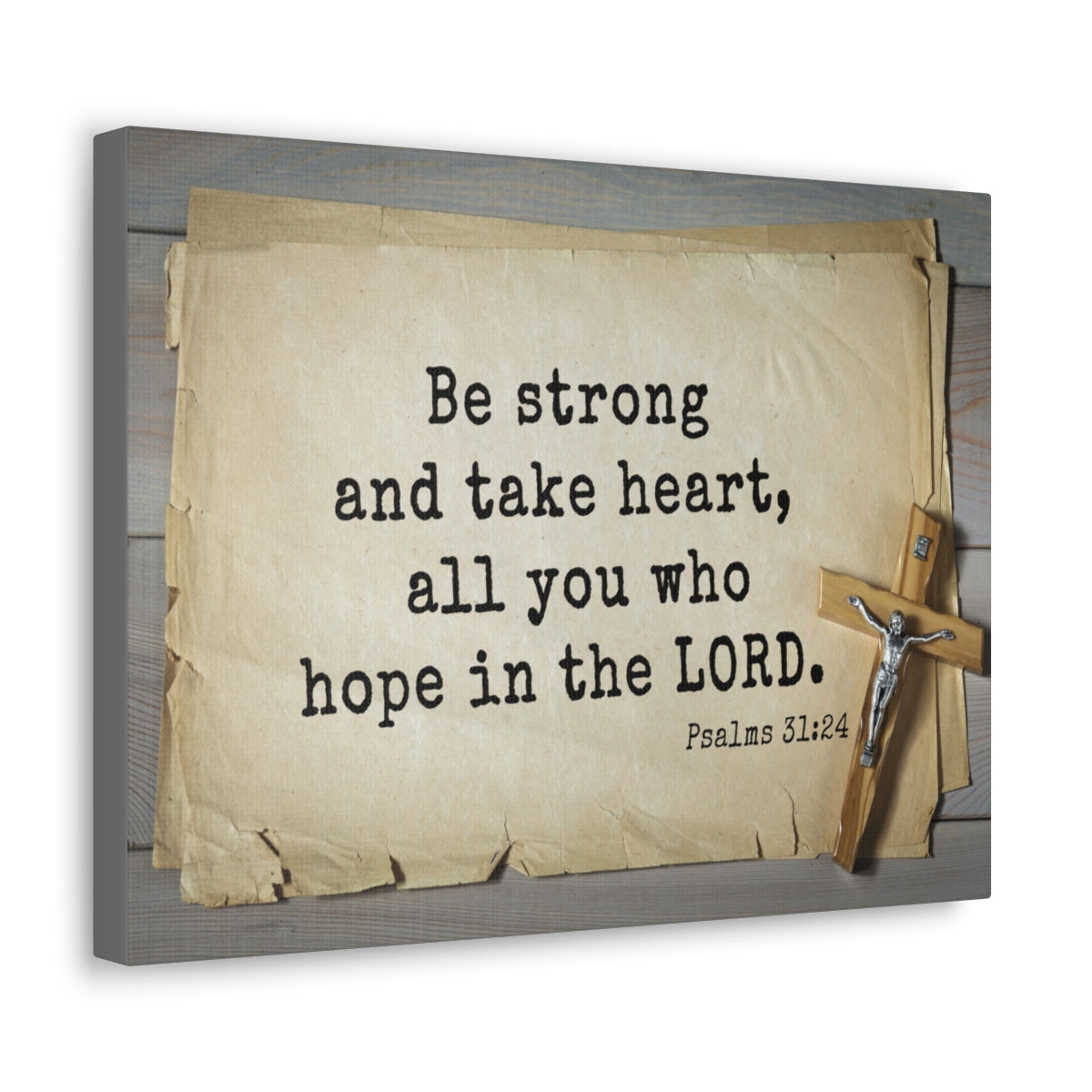 Scripture Walls Be Strong Psalms 31:24 Bible Verse Canvas Christian Wall Art Ready to Hang Unframed-Express Your Love Gifts