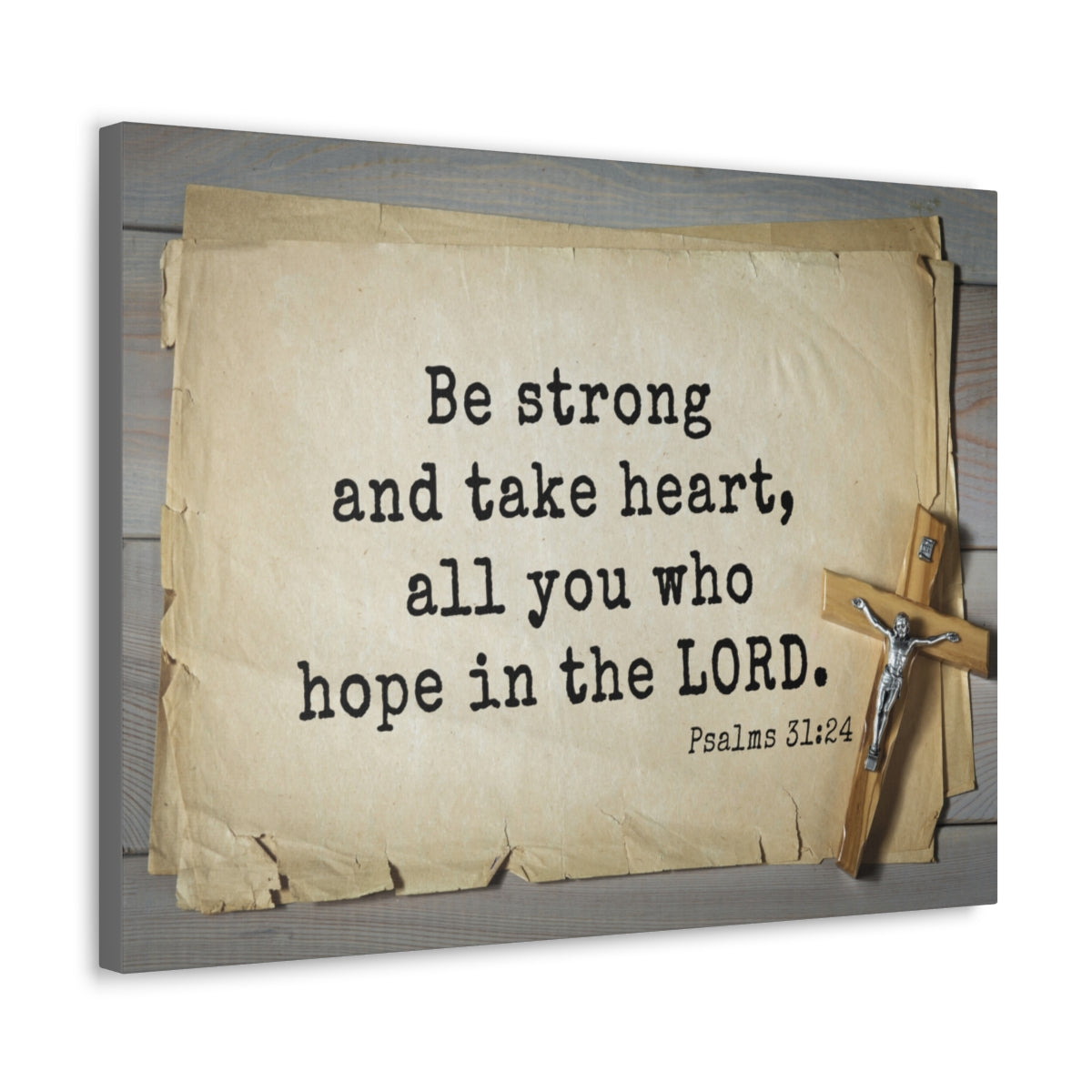 Scripture Walls Be Strong Psalms 31:24 Bible Verse Canvas Christian Wall Art Ready to Hang Unframed-Express Your Love Gifts