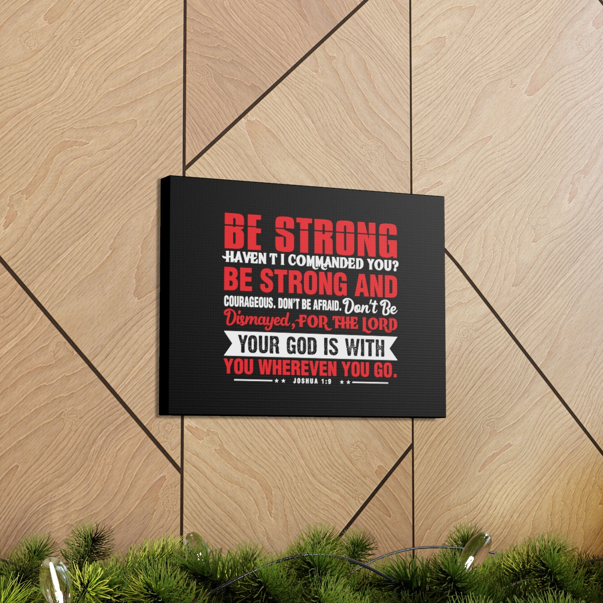 Scripture Walls Be Strong Red Joshua 1:9 Christian Wall Art Bible Verse Print Ready to Hang Unframed-Express Your Love Gifts